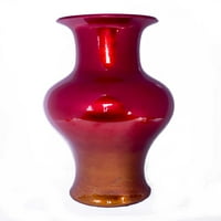 Keramička vaza lakirana u ombre stilu 18 inča - crvena i narančasta