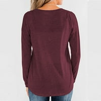 Ženska ležerna majica s dugim rukavima s dugim rukavima, jednobojni široki puloveri s kopčom od četvrt inča
