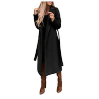 Ženska flanelska jakna sa ženskim vunenim kaputom bluza tanki kaput kaput duga jakna ženski tanki dugi pojas elegantni kaput gornja