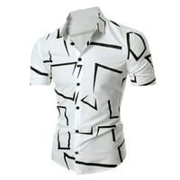 Muške ljetne Ležerne majice s geometrijskim printom majica kratkih rukava s odbijenim ovratnikom modna gornja košulja muške košulje