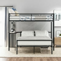 Aukfa blizanac preko punog metalnog kreveta na kat sa stolom - L u obliku kreveta u obliku ljestve i kvalitetnih letvica za spavaću