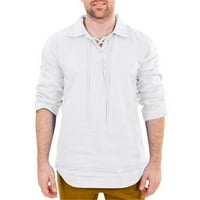 Muške košulje s dugim rukavima, vrećaste pamučne lanene jednobojne retro grafičke majice, bluze, muške majice s dugim rukavima