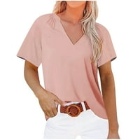 Ženske majice s izrezom u obliku slova A, Plus size, jednobojni vrhovi i bluze kratkih rukava, udobne majice širokog kroja, lepršavi