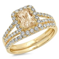 1. dijamant smaragdnog reza prirodni morganit od žutog zlata od 18 karata s naglascima vjenčani set od 10,5 inča