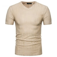 Muške bluze s kratkim rukavima, ležerni izrez u obliku slova B, jednobojni pulover s uzorkom bora majica, bluza, vrhovi u boji, Višebojni