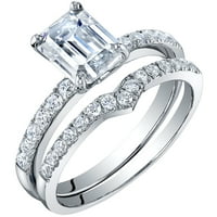 CT moissanit smaragdni izrezani zaručnički prsten vjenčani bend Bridal Set u sterlingu srebra