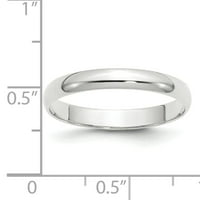 lagani polukružni zaručnički prsten od bijelog zlata od 14 karata, veličine 13. WHRL030