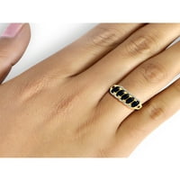 Nakit od safirnog prstena od 1 karata-Safir od 14 karata, srebrni prsten od 14 karata i bijeli dijamantni naglasak-prstenovi od dragog