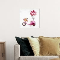 Wynwood Studio modni i glam zidni umjetnički tisak 'Cvjetna ružičasta vožnja' modni način života - ružičasta, bijela