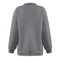 ; / Ženski modni casual jednobojni džemper s patentnim zatvaračem s reverom dugih rukava gornji dio bluze siva 6