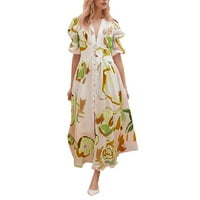 Ljetni modni sundress, Ženska haljina s kardiganom s cvjetnim printom u obliku slova U u obliku slova u, večernje haljine kratkih