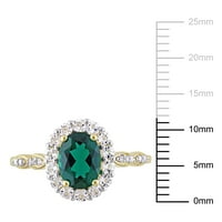 Miabella Women's 1- ct. Stvoren smaragdni, bijeli topaz i dijamant 14KT žuti zlatni koktel prsten