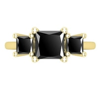 Ženski zaručnički prsten od crnog dijamanta od 10k žutog zlata veličine 10
