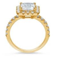 Smaragdni rez od 3,84 karata, bijeli Safir od žutog zlata od 18 karata, Halo vjenčani prsten za godišnjicu, veličina 10