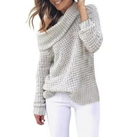 Ženski džemper s okruglim vratom i dugim rukavima, pleteni casual pulover u boji, džemper za žene, topli pleteni gornji dio