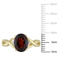Miabella Ženska karat T.G.W. Ovalno rezani granat i 0. karat dijamant 10kt žutog zlata uvijen prsten