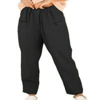 Ženske ljetne hlače u naborima, jednobojne široke hlače, palazzo u crnoj boji, 3 inča