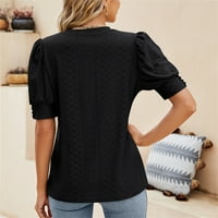 Ženske majice s bluzom ženske Ležerne obične ljetne košulje s okruglim vratom s kratkim rukavima Crne A-liste