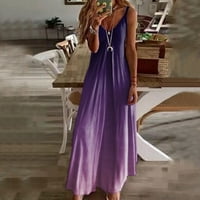 Proljetna haljina Maksi haljina za žene ljetni Boho Sundress bez rukava Ležerne duge haljine s dekolteom na plaži u obliku slova