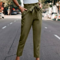 Ženske teretne hlače Rasprodaje se ispod 20 USD Ležerne široke jednobojne hlače s džepovima na kopčanje nova ljetna moda zelena Veličina