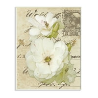 Stupell Industries White Country Cvjetovi nad vintage poštanskom karticom, 15, dizajnirao Alonzo Saunders
