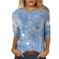 Ženska Ljetna rasprodaja modna majica s printom s okruglim vratom majica s kratkim rukavima srednje duljine bluza
