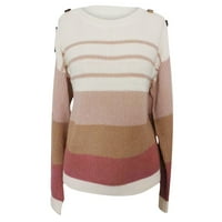 Rasprodaja pletenih džempera za žene na pruge lagani pleteni pulover dugih rukava džemperi gornji dio džempera u boji