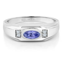 Muški prsten od srebra s plavim tanzanitom i bijelim safirom kralj dragulja