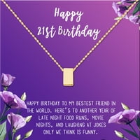 21. rođendanski pokloni, modna ogrlica od nehrđajućeg čelika, čestitka, poklon za nakit za nju, rođendanski poklon za kćer - [zlatna