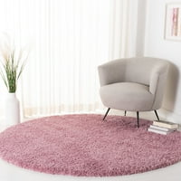 Jednobojni plišani tepih od runa, ružičasta, 6'7 6'7 Okrugli