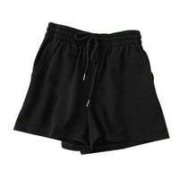 Ženske sportske kratke hlače s elastičnim strukom, ljetne Ležerne široke kratke hlače za jogu, kratke hlače za trčanje s džepovima