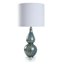 Bay St. - Stolna svjetiljka s teksturiranim tijelom od obojenog stakla i kristalnom bazom-plava obloga - bijeli abažur