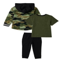 Wonder Nation Baby Boy & Toddler Boy Zip jakna, majica i jogger set odjeće za hlače, 3-komad, 12m-5T