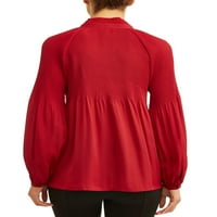 Ženska plisirana bluza s dugim rukavima