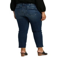 Silver Jeans Co. Plus Size traperice visokog rasta s ravnim nogavicama veličine struka 1 inča-3 inča