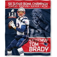 Službeno udruženje igrača Nacionalne nogometne lige Super Bowl Li MVP Tom Brady New England Patriots 50 60 Silk Touch Throuch
