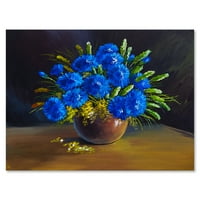 Mrtva priroda buket plavog divljeg cvijeća u vazi Slikarstvo umjetnički tisak na platnu