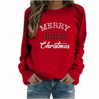 Ženske majice, džemper s okruglim vratom s božićnim printom, široka bluza, majica bez kapuljače 96 9867323