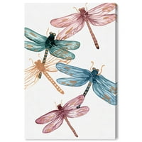 Wynwood Studio životinje zidne umjetničke platnene ispis 'Blooming Dragonflies' Insekti - ružičasta, plava