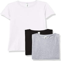 Jednobojne majice za djevojčice s kratkim rukavima, pamuk, bijeli, crni vrijesak