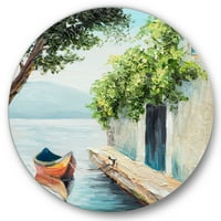 Dizajnerska umjetnost prekrasan ljetni dan s gondolom u Veneciji morski i obalni krug s metalnim zidnim umjetninama-disk od 29