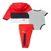 Reebok Baby Boy Hoodie, bodysuit i jogger set, komad, veličine 0 3- mjeseci