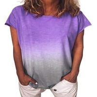 Ženska majica u boji gradijenta, vrhovi kratkih rukava, ljetna majica, vrećasta bluza u ljubičastoj boji