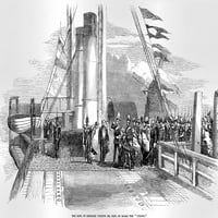 Gravura Iz Ilustriranih Londonskih Vijesti Iz 1854. Kralj Dinarka u posjeti Gospodinu Petou na brodu labud. U pozadini je vjetrenjača