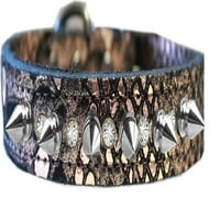 Srebrni šiljak i prozirna kristalna zmajeva koža ogrlica za pse od prave kože Veličina Bakar 14