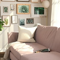 Poklopac jastuka za bacanje, 18 ”18”, bjelokosti, prekriveni geometrijski uzorak na poli Velvet stvarajući prirodni osjećaj stila