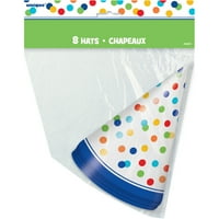 Rainbow Dot Confetti Party Hats, 8ct