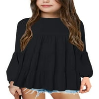 Košulje za košulje za velike djevojke s dugim rukavima S cvjetnim printom, bluze na više razina od 4 do 15 godina
