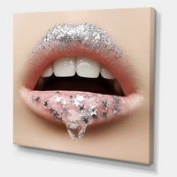 Dizajnerska umjetnost ženske usne s gelom na usnama i zvijezdama - moderni zidni ispis na platnu