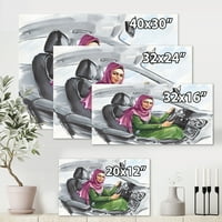 Dizajnerska umjetnost Arapska dama za volanom automobila moderni zidni tisak na platnu